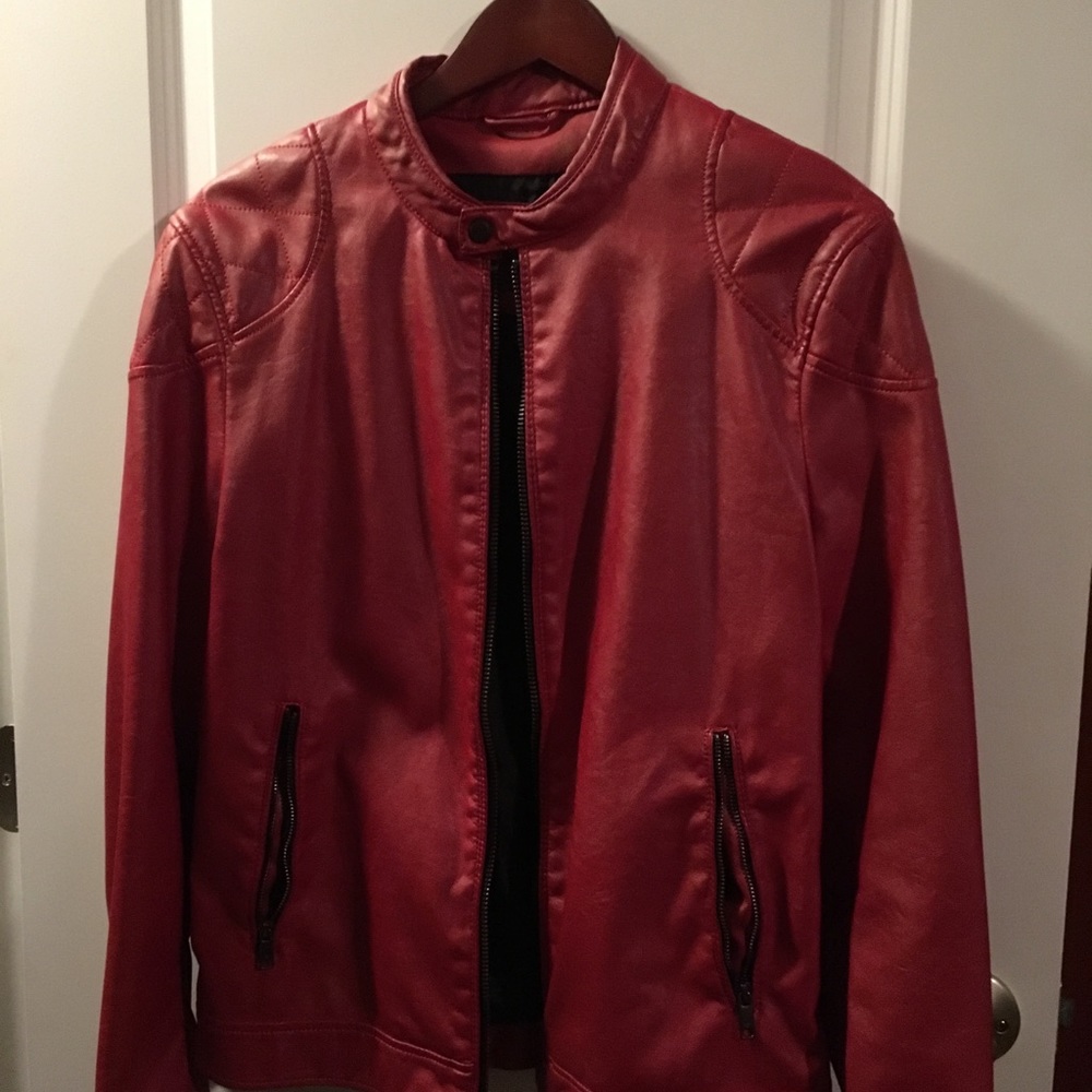 Zara Men’s Red Leather Jacket